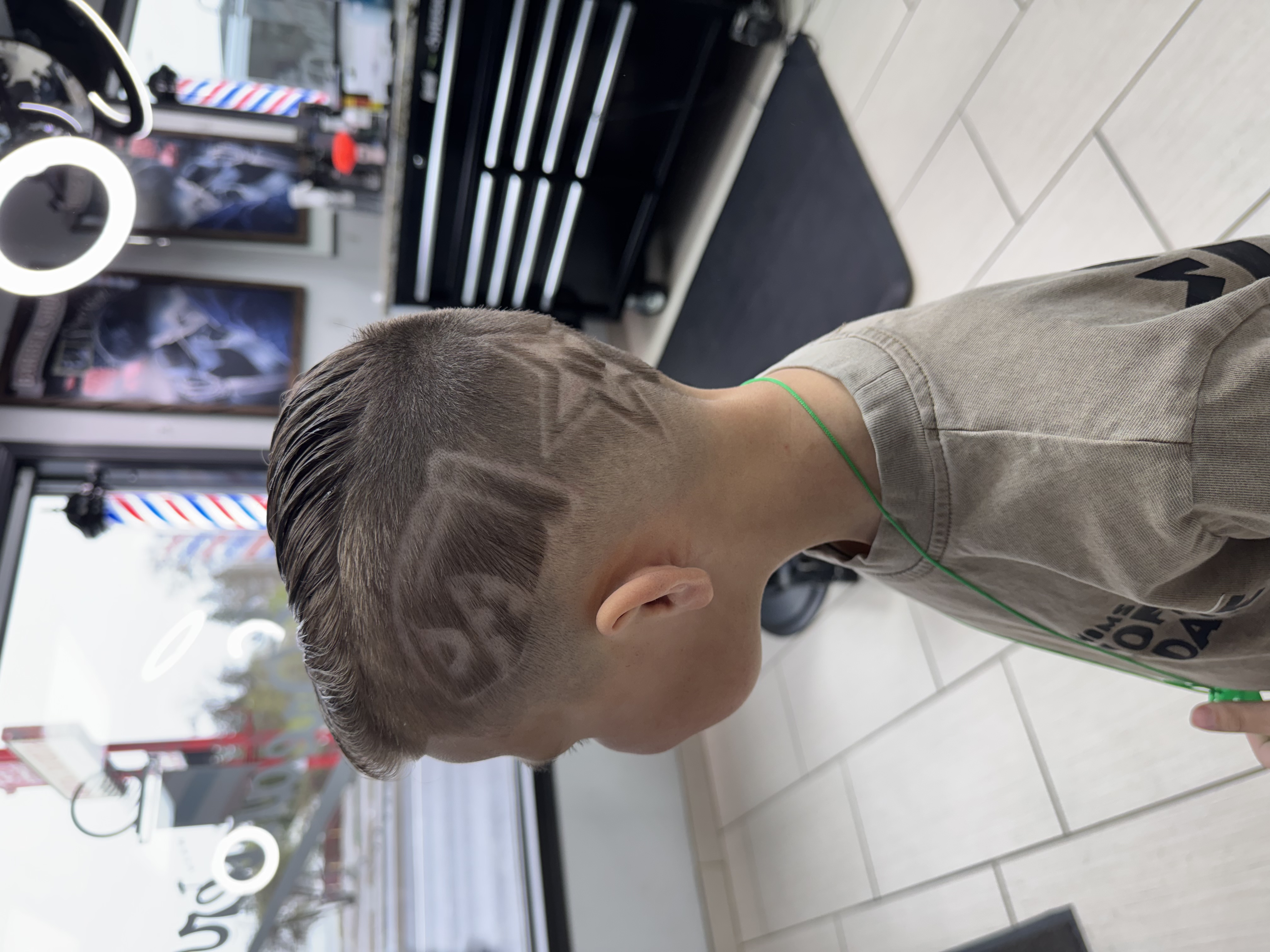 Star and character hair design from side angle